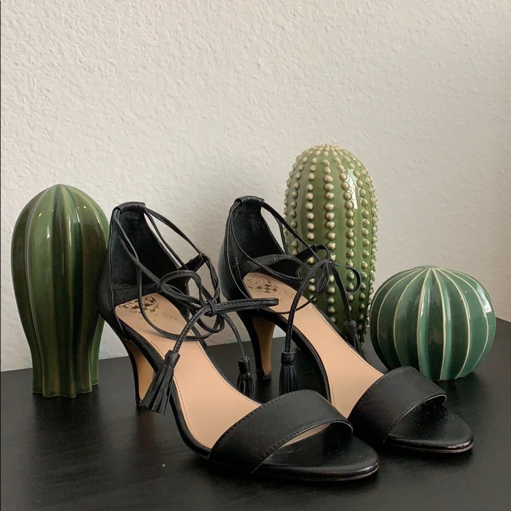 Vince Camuto black lace up heels